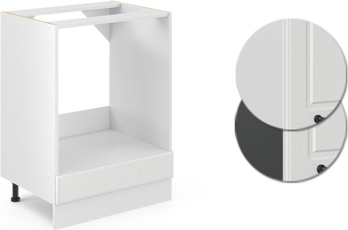 Herdumbauschrank R-Line, Weiß Landhaus, 60 cm , AP Eiche, Vicco