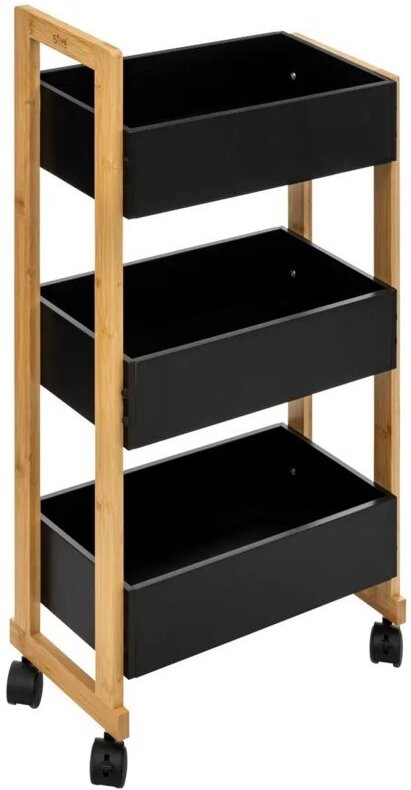 5five Simply Smart - Servierwagen 3 ebenen mit rollen naturéo akazie schwarz - 5five