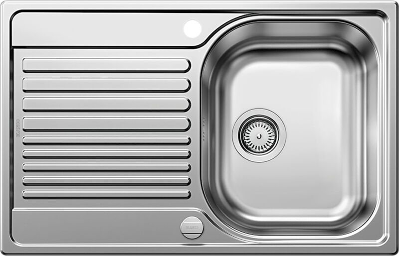 Einbauspüle Tipo 45 s Compact - Spüle mit Abtropffläche - Waschbecken reversibel mit Ablaufgarnitur und Drehknopf, Edels...