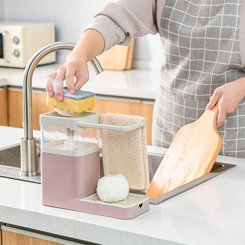 Spülbecken-Caddy, Schwamm-Spülbeckenregal, Lappen-Aufbewahrungs-Abtropfgestell, Schwamm-Seifenhalter, Küchenspülen-Organ...