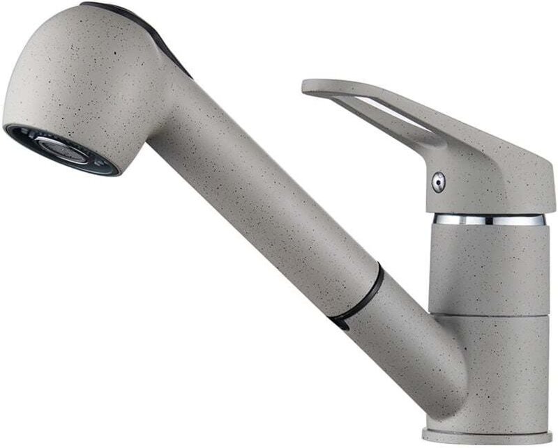 Auralum Max - Auralum Granit Grau ausziehbare Küchenarmatur, Wasserhahn Küche 360° schwenkbar Spültischarmatur Hochdruck...