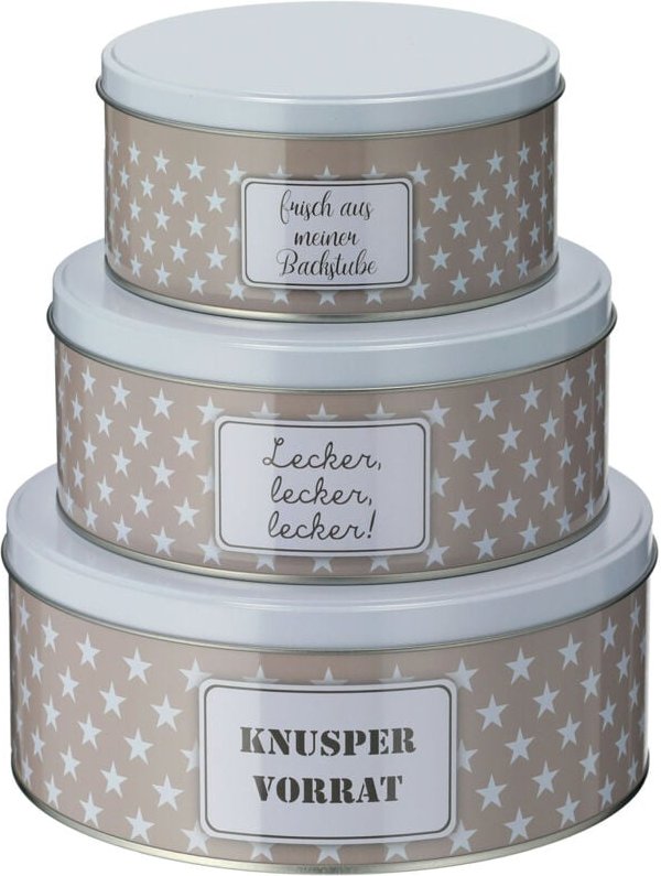 Spetebo - Plätzchendose 3er Set - knusper vorrat - Weihnachts Gebäckdose Keksdose aus Metall stapelbar