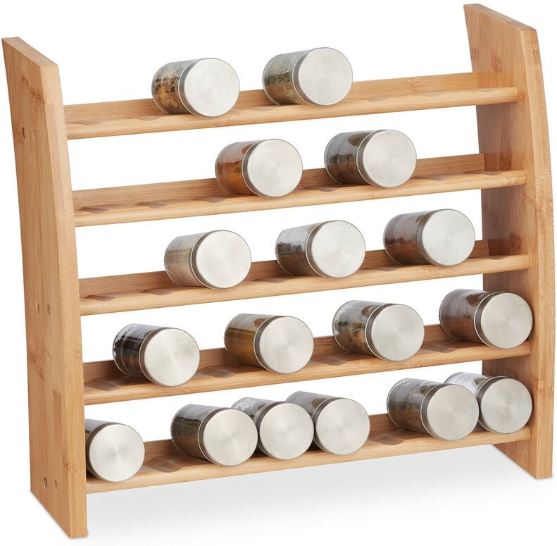 Relaxdays - Gewürzregal Bambus, 5 Etagen, Küchenregal stehend, HxBxT 36 x 40,5 x 16 cm, Gewürzständer Arbeitsplatte, nat...