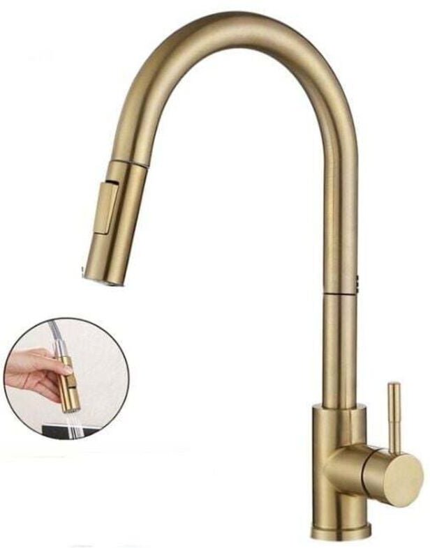 Küchenarmatur Mischbatterie mit Ausziehbarer Brause Hoher Auslauf 360° Drehbarer Wasserhahn 2 Strahlarten Spültischarmat...