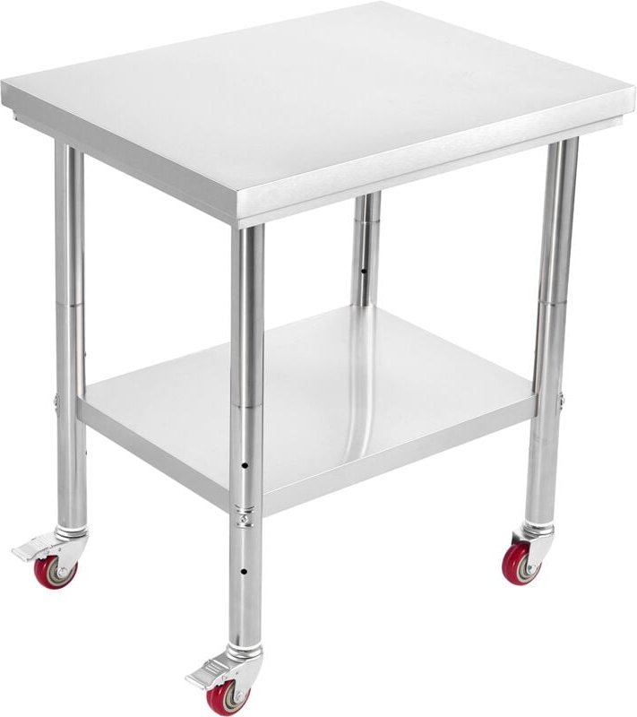 Mophorn Edelstahltisch Arbeitstisch Küchentisch (76 x 60 cm) zur Lebensmittelzubereitung mit Rollen, Zubereitungstisch m...