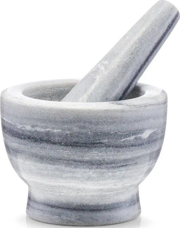 Zeller Mörser und Stößel aus grauem Marmor 12 cm
