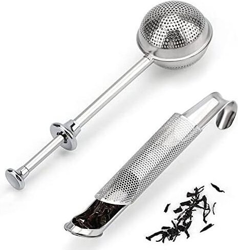 Jusch - Set mit 2 Tee-Eiern aus Edelstahl – 1 Teefilter in Netzform, 1 zylindrisches Teesieb aus Netzform