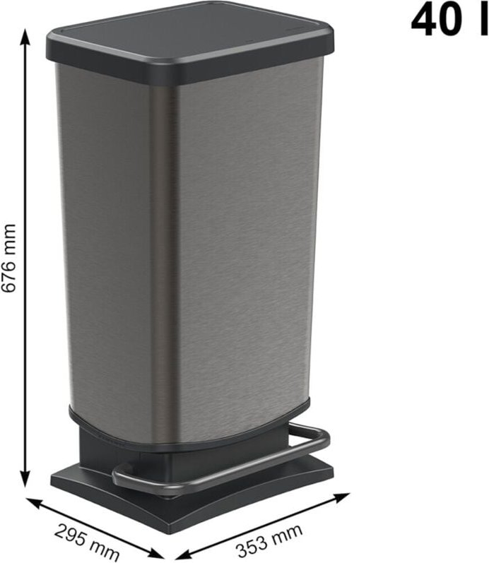 Treteimer Paso 40 l graphit Mülleimer Abfalleimer - Rotho