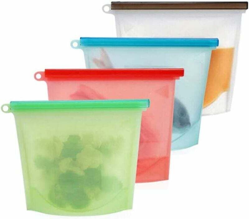 Wiederverwendbarer Silikon-Aufbewahrungsbeutel, Silikon-Aufbewahrungsbeutel mit Clip, Gefrierbeutel, Aufbewahrungsbeutel...
