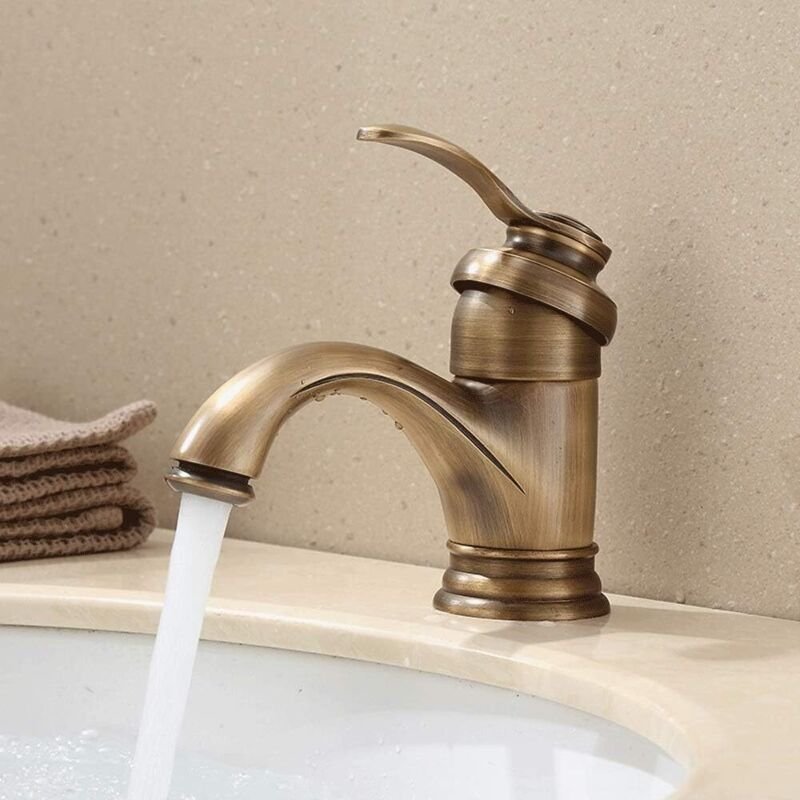 Tonchean - Antiker Wasserhahn im europäischen Stil, hochwertiger Heiß-Kalt-Wasserhahn über dem Waschbecken