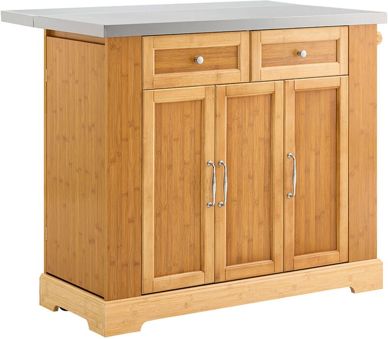 SoBuy Kücheninsel mit Rollen, Zentralinsel mit ausziehbarer Arbeitsplatte, mobiler Wagen für Küche oder Esszimmer, Küche...