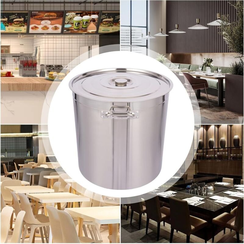 98L Edelstahltopf Mit Deckel Kochtopf aus Edelstahl Edelstahlkochtopf Kochtopf Multifunktionale Pfanne aus Rostfreiem St...