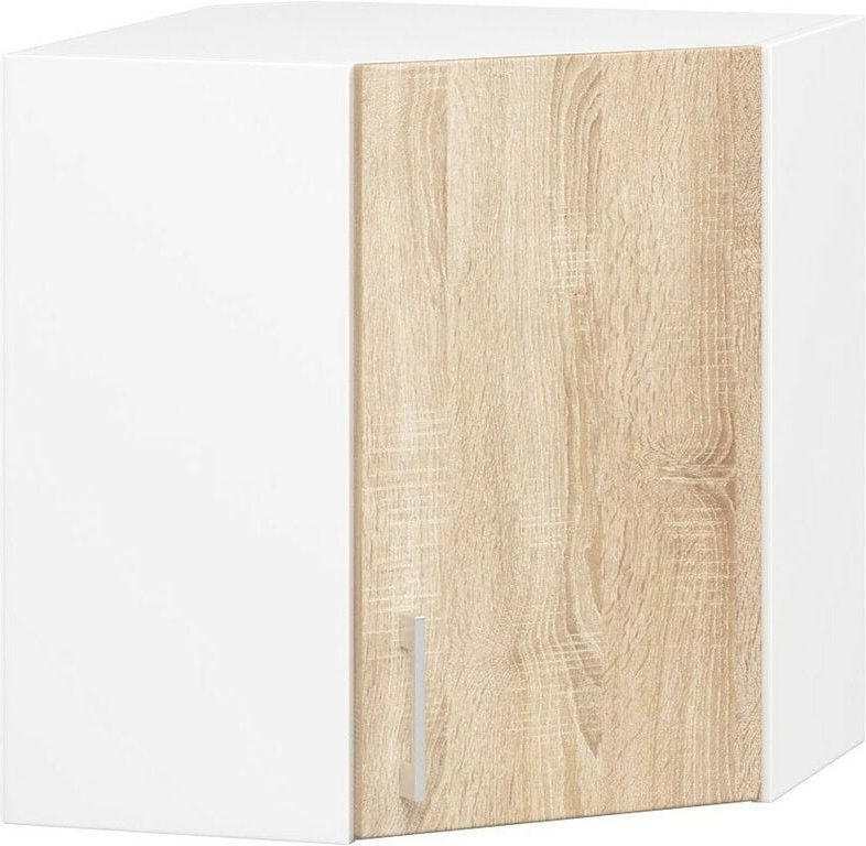 Thumbnail - Hängeschrank für die Ecke Küche Akord lima modular W60 Weiß 60 cm Tür 2 Ebenen Front Sonoma-Eiche B60 x H58 x T30,5 cm