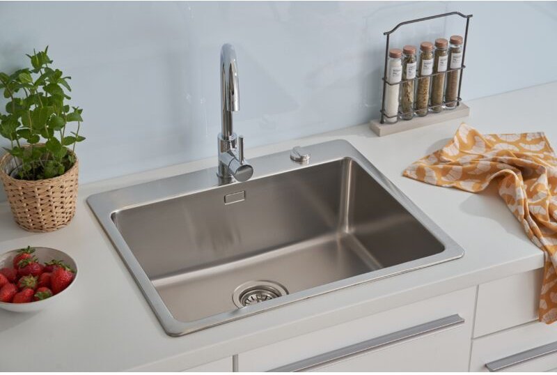 Einbauspüle 1 Becken mit Hahnlochbank Chicago Single 60x50cm Spüle - Respekta