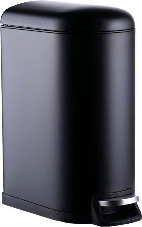 Relaxdays Mülleimer, 10 Liter, Absenkautomatik, entnehmbarer Inneneimer, Kosmetikeimer mit Deckel, Badeimer, schwarz