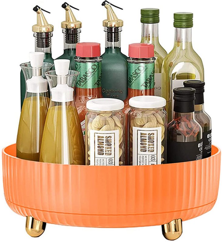 Drehscheibe Spice Rack Organizer, 360° drehbares Schminktisch Organizer, Multifunktionales Drehteller Organizer für Komm...
