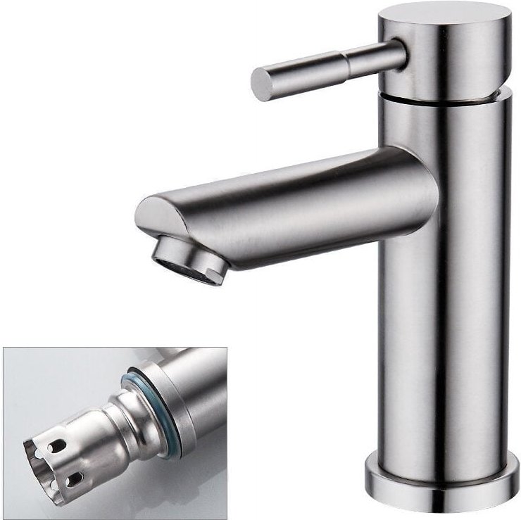 Sollbry - Wasserhahn, langlebiger Edelstahlfilter, einzelner Kaltwasserhahn, integrierter Keramikventilkern, Waschbecken...