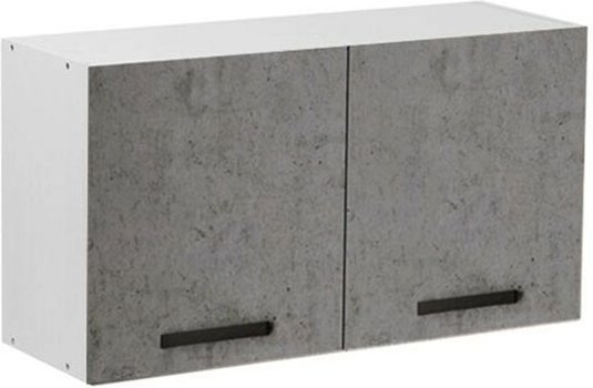 Zementgrauer Überbau-Oberschrank mit 2 Küchentüren Cm 90x32xh49