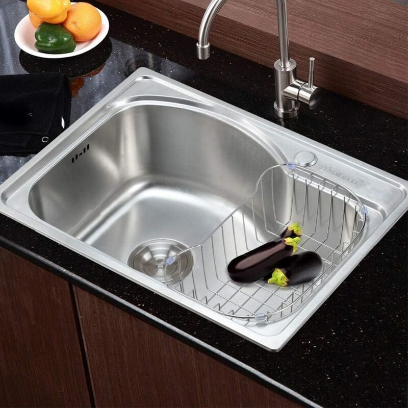 Spülbecken Edelstahl Spüle Küche Einbauspüle Küchenspüle mit Siebkorb Ablaufzubehör Verbundspüle Aufbauspüle Küche Wasch...