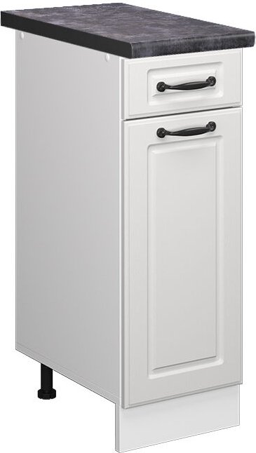 Küchenunterschrank R-Line, Weiß Landhaus, 30 cm , AP Anthrazit, Vicco