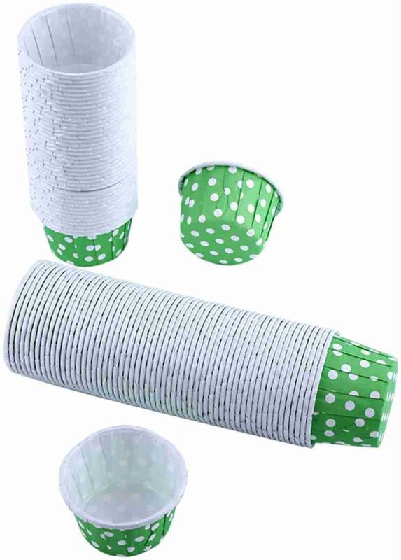 Fockety Cupcake-Backförmchen, Muffinförmchen, Kuchenpapier für Partys und Hochzeiten (Grüne Punkte)