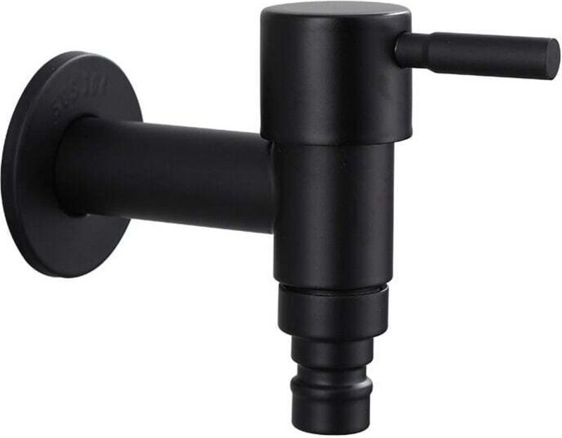 Retro-Mischbatterie, schwarz/lackiert, Waschmaschinenarmatur, Gartenarmatur, Außenbadarmatur.