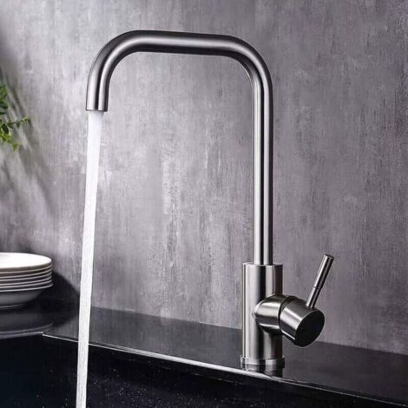 Küchenarmatur, 360° drehbarer Wasserhahn aus Edelstahl, geeignet für Einzel- und Doppelspülen, geeignet für Warm- und Ka...