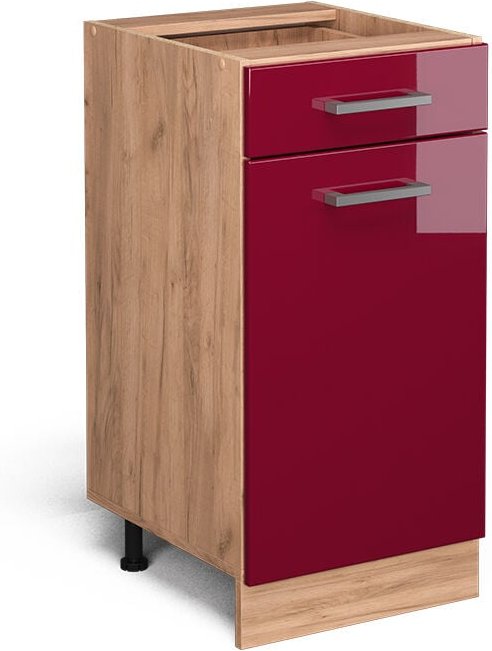 Vicco - Küchenunterschrank R-Line, Bordeaux Hochglanz, 40 cm ohne Arbeitsplatte