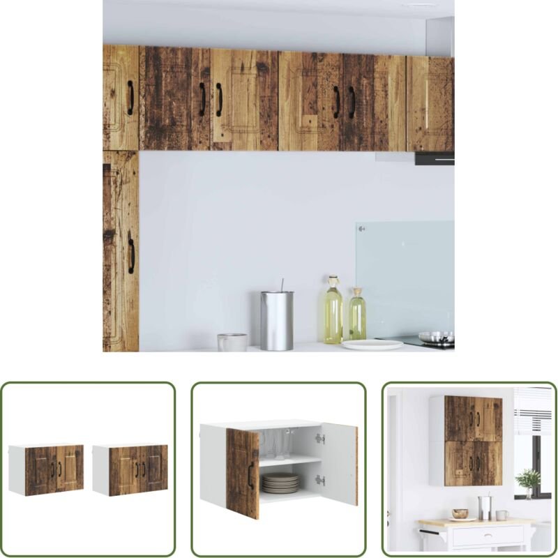 vidaXL Küchenwandschrank - Küchenschrank mit Speicher Kalmar 2 pcs Altholz 60 x 31 x 40 cm