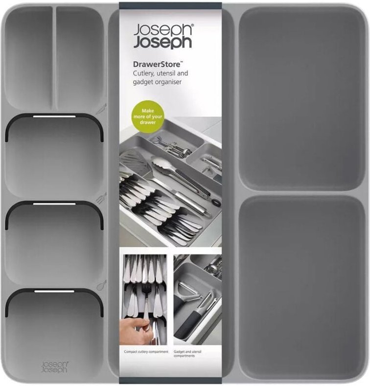 Besteck- und Utensilienorganisation JosephJoseph Joseph DrawerStore, 5 Besteck- und 3 Utensilienfächer, grau, optimiert ...