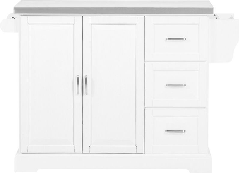 FKW41-ST Luxus-Küchenwagen mit Edelstahlplatte Küchenschrank Sideboard mit erweiterbarer Arbeitsfläche bht ca.:130x91x46...