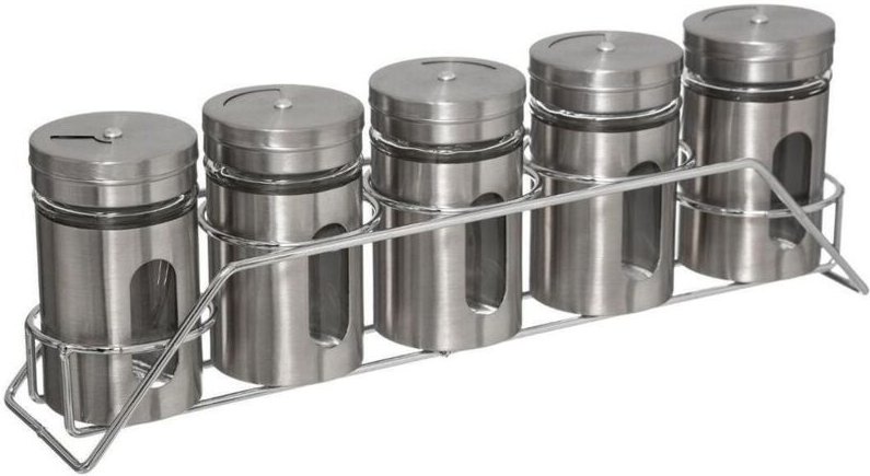 5five Simply Smart - Gewürzregal aus Edelstahl für 5 Gewürzgläser