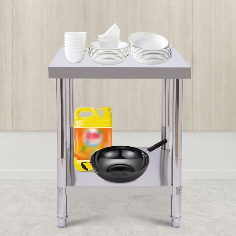 Arbeitstisch Küche 60 x 45 x 80 cm Edelstahltisch bis 400 kg belastbar Küchentisch Gastronomie Tische für Küchen Hotels ...