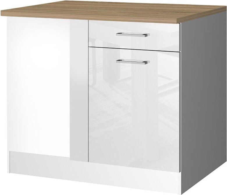 Thumbnail - Lomadox - Küchen-Eck-Unterschrank 110 MARANELLO-03 Weiß Hochglanz Breite 110 cm