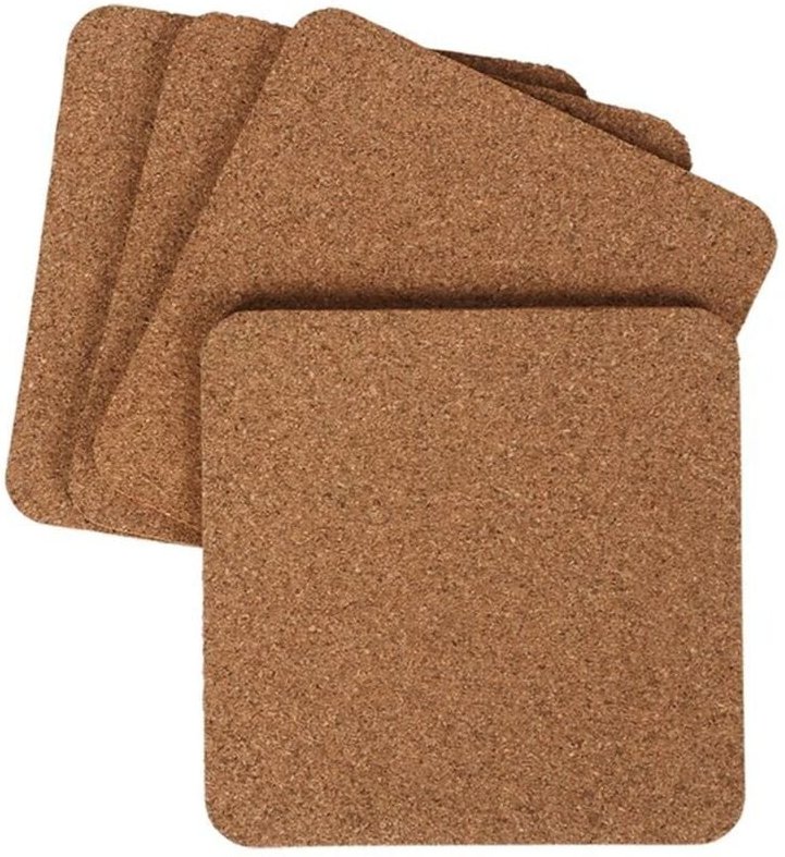 Buri - Kork-Untersetzer 4 Stück Glasuntersetzer Tassenuntersetzer Bierdeckel eckig 11cm