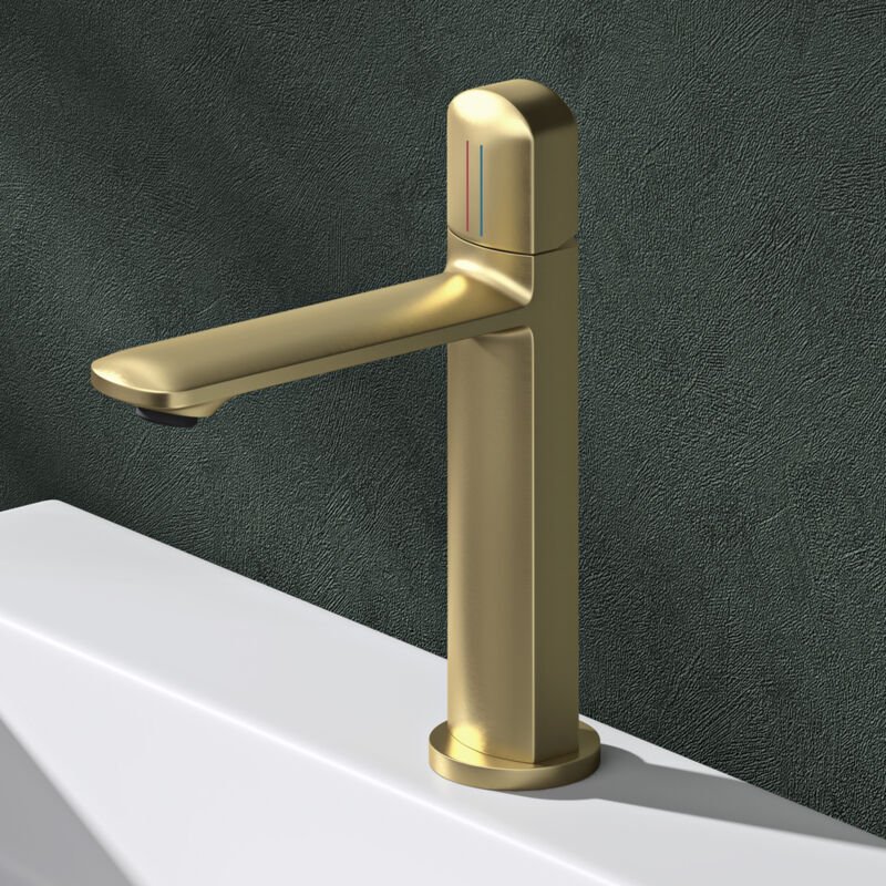 Mai & Mai Armatur Bad Wasserhahn Badezimmer Waschtischarmatur Einhebelmischer Mischbatterie Bad aus Messing mit Wassersp...