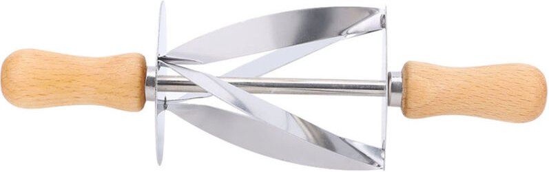 Croissant-Nudelholz, 20 x 6 cm, Kreuzklingen-Design, Teigroller aus Edelstahl zur Croissant-Herstellung