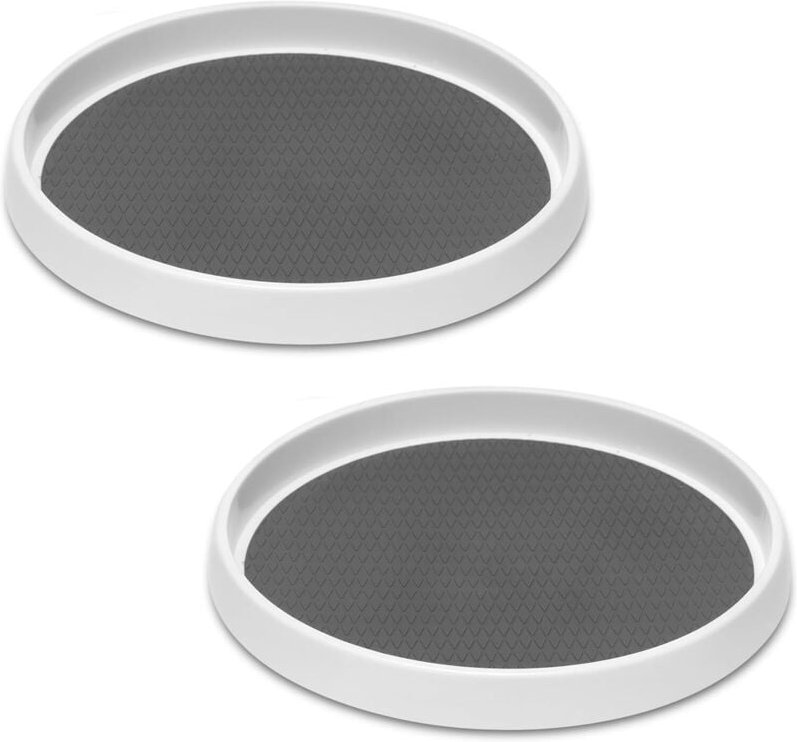 25 x 25 x 4,5 cm, cremefarbener Drehteller, 2 Stück, für Schrank, Aufbewahrung, Badezimmer, Kühlschrank, Küche