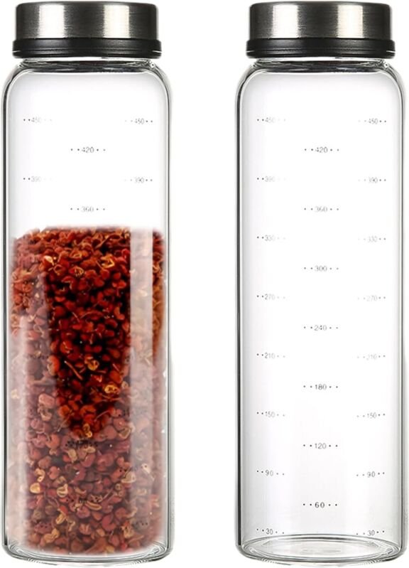 Gewürzstreuer Mit Drehdeckel 2 Stück Borosilikatglas salzstreuer, salzstreuer gross mit 3 Arten Edelstahl Gewürzlöchern,...