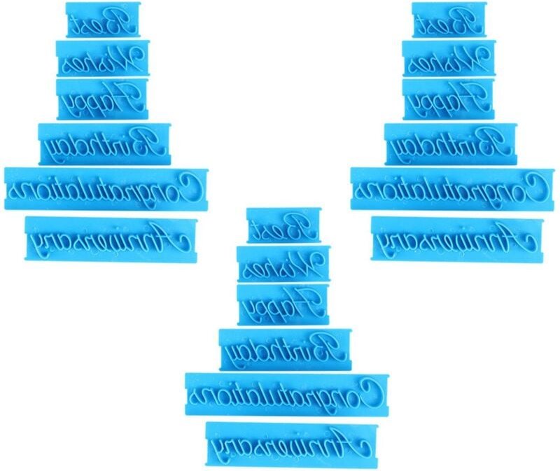 TOPINCN 3er-Set Tortenprägeformen mit handgeschriebenen Buchstaben, Kunststoffform, wiederverwendbare Backwerkzeuge, bed...