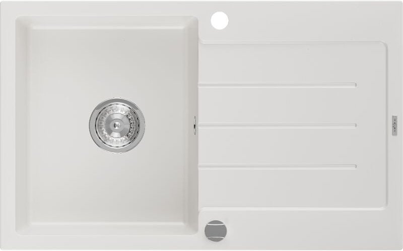 Bruno Granitspüle mit einem Becken und einer Abtropffläche 795 x 495 mm, Weiß - 6513791010-20 - Mexen