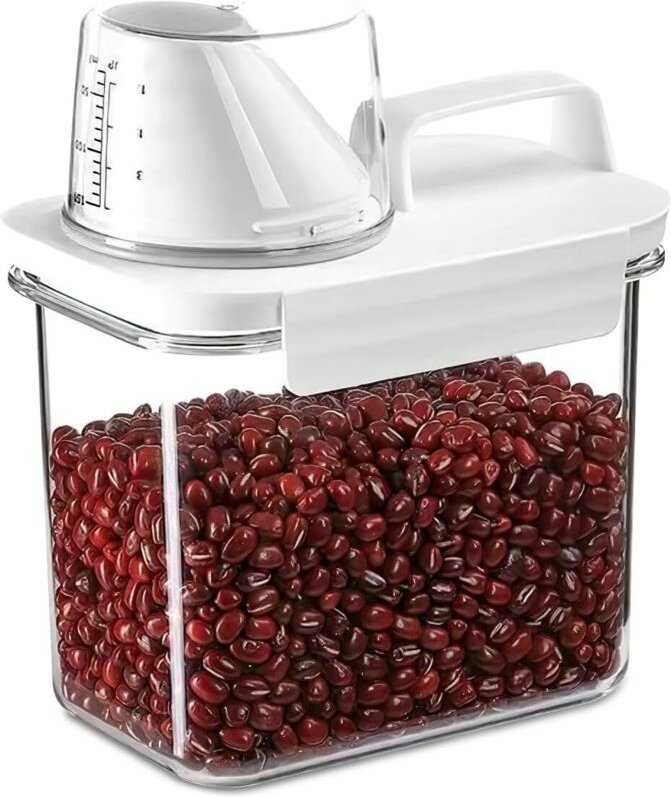 Luftdichter Behälter für Reis, auslaufsicherer Reisbehälter, Spender für Waschpulver, Aufbewahrung für Bohnen, Waschmitt...
