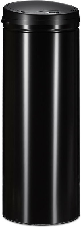 Relaxdays - Mülleimer 50 l, mit Sensor, automatischer Deckel, aus Stahl, 80 cm hoch, 30 cm Durchmesser, schwarz