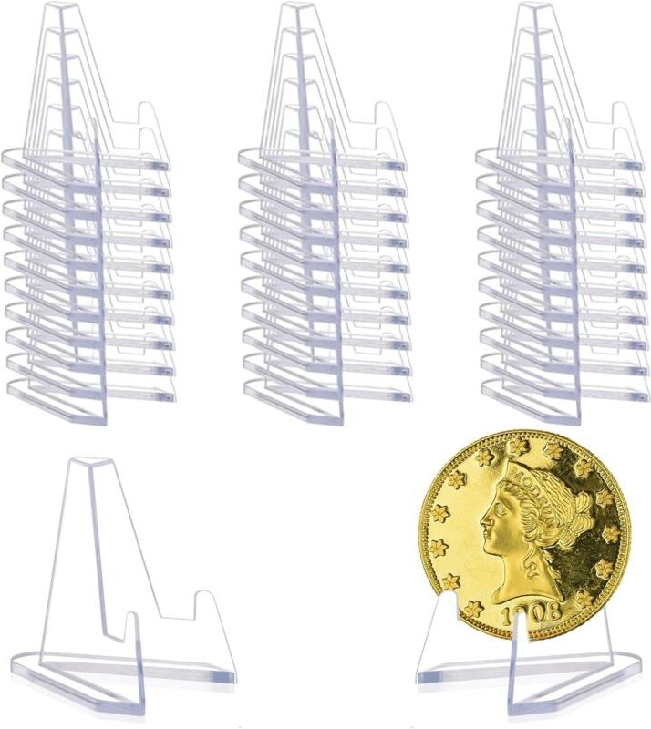 Set mit 25 Acryl-Ständern für Karten, Münzen, Teller, Medaillen und Präsentationsstaffeleien