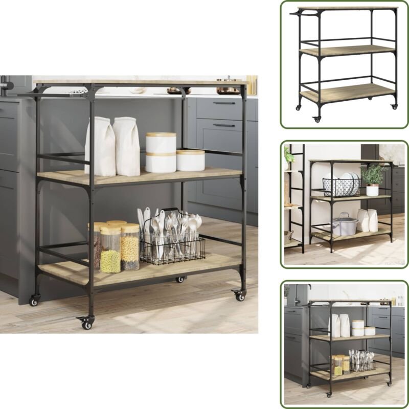 vidaXL Küchenwagen Sonoma-Eiche 100,5x50x105 cm Holzwerkstoff