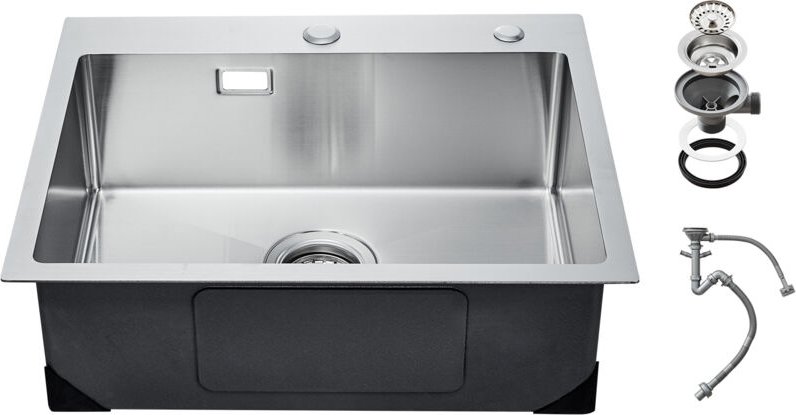 Küchenspüle Einbauspüle Spülbecken 68 x 45 x 19 cm aus Edelstahl Spülen zur Montage auf der Oberseite, Einzelbecken mit ...