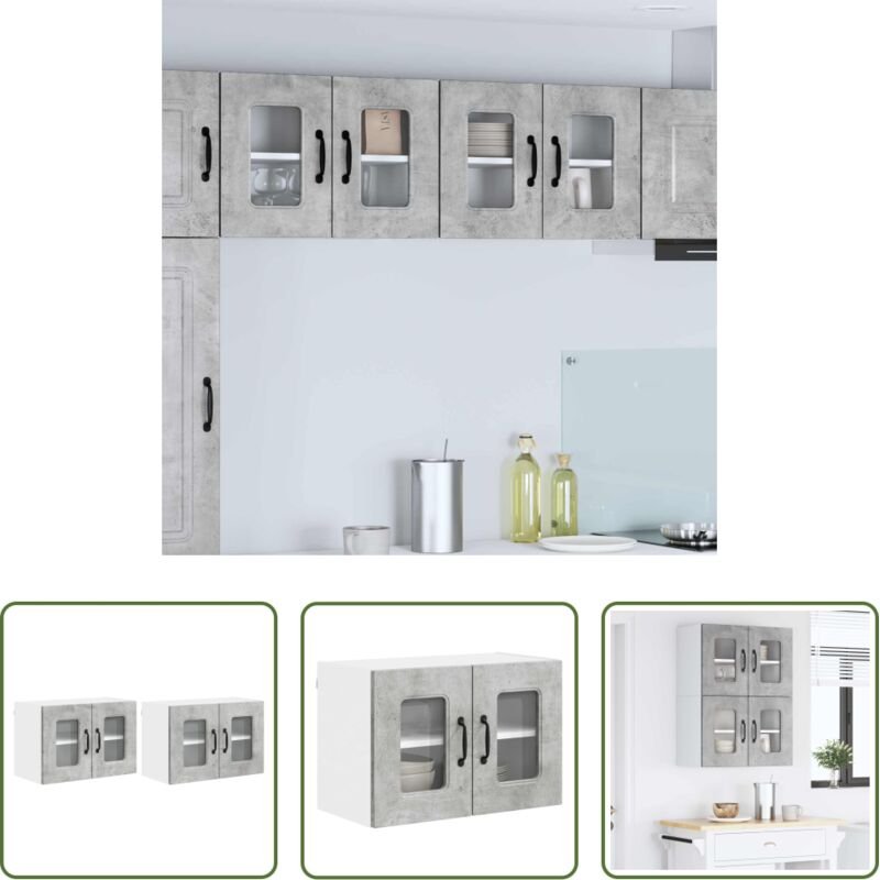 Holz Küchenschrank - Küchenschrank Kalmar 2 pcs Beton Grau 60 x 31 x 40 cm