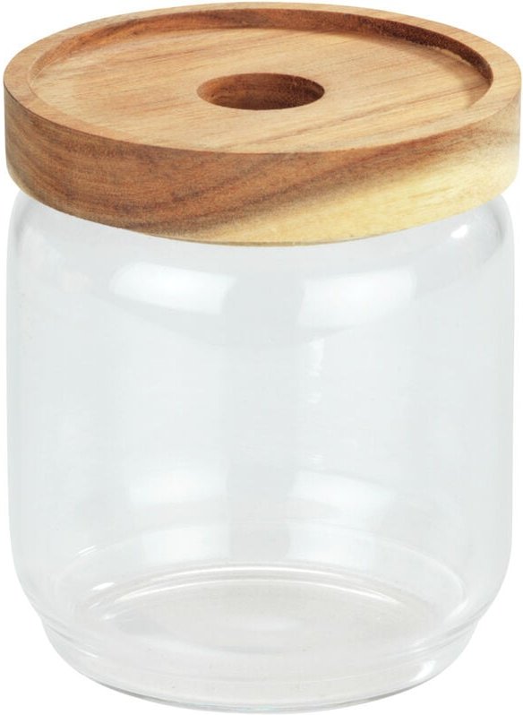 Thumbnail - Wenko - Aufbewahrungsdose Vido 450 ml, Glasdose mit Deckel aus Akazienholz, Transparent, Glas transparent, Holz braun - ...