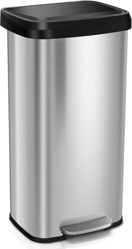 Abfalleimer Edelstahl, 68L Treteimer mit sanft schließendem Deckel, Griffe & Metallpedal, Mülleimer geruchsdicht für Küc...