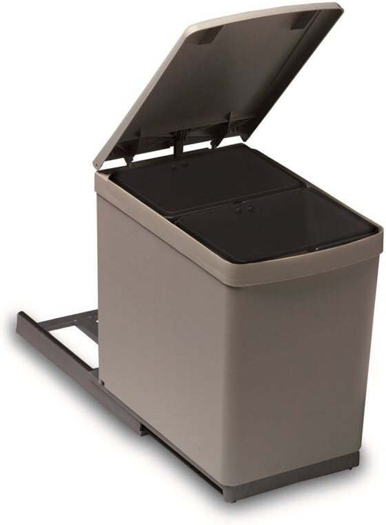 Victory - Einbau-Abfallsammler Traditionline 15 Liter 2-Fach automatischen Deckelheber Alugrau